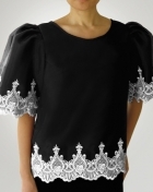 Women's Kimona blouse Black Organza 100582 Black Women's Kimona blouse Black Organza 100582 Black